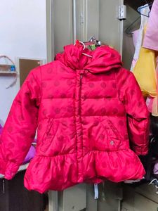 Girls Pink Polka Dot Puffer Coat