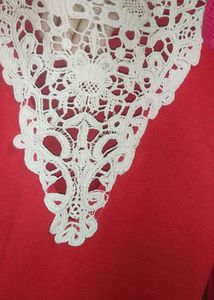 Red Lace-Trim Top