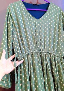 Green Polka Dot Flared Dress
