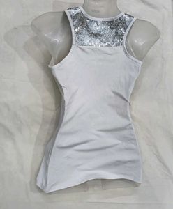 White Tank 👗Top with Sequins