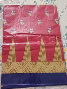 Pure Cotton Saree With Blouse Stitch..Puja Offer