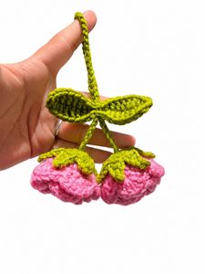 Handmade Crochet Twin Rose Hanging Charm
