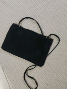 Black Studded Clutch Bag with Tassels