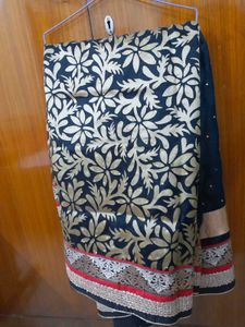 Beautiful Black Georgett &amp; Net Saree