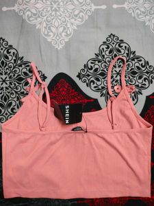 Cute Peach Camisole Top With Trousers