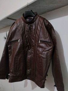 Men's Brown Leather Biker Jacket