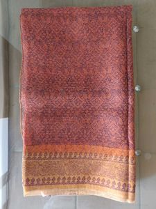 Elegant Rust and Brown Cotton Printed Kota Saree
