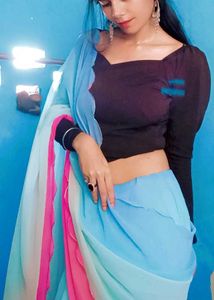 Beautiful Ombre Blue &amp; Pink Saree