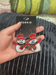 Cute Snowman Beaded Earrings