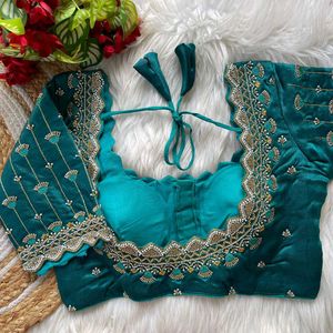 Stunning Teal Embroidered Blouse