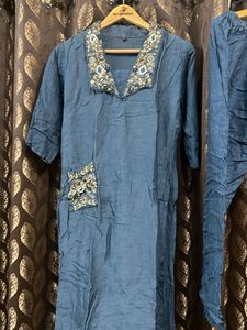 Blue Embroidered Kurta Set
