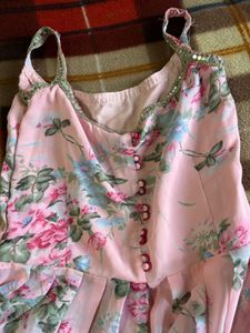 Floral Printed Peach sharara set
