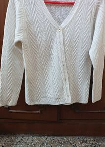 Classic Madame M White V-Neck Cardigan