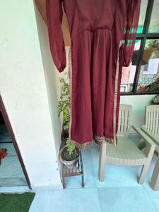 Elegant Maroon Ethnic Gown with Embroidery