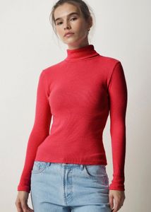Women's Red Turtleneck Top
