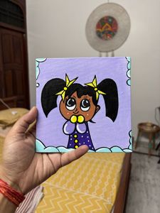 Cute Cartoon Girl Painting