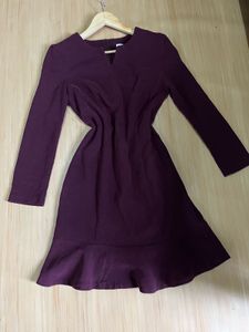 Elegant Plum Ruffle Hem Dress