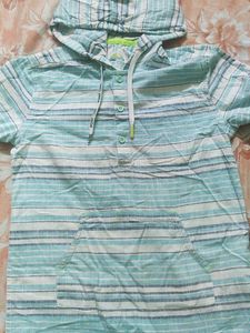 Striped Hooded Tunic Shirt