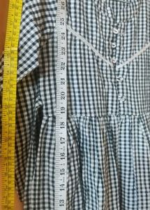 girls cheked Cute round coller Gingham Ruffle Dres