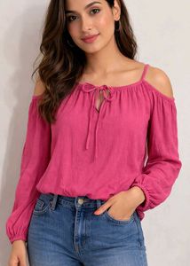 Chic Cold Shoulder Tie-Neck Top