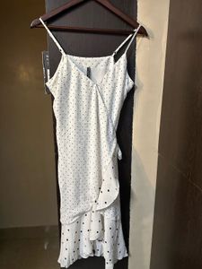 White Polka Dot Wrap Dress