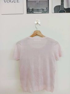 Cute Pink Floral Short Sleeve Top