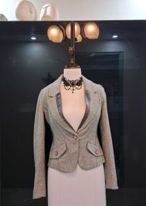 Grey Textured Korean Blazer Jacket