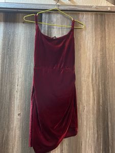 Burgundy Velvet Mini Dress