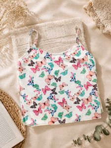 Cute Butterfly &amp; Daisy Print Camisole Tops (Set of