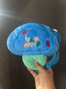 Blue Plush Mushroom Crossbody Bag