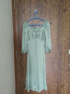 Sage Green Satin Midi Dress