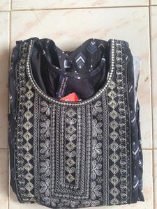 Elegant Printed Kurta navy blue cotton