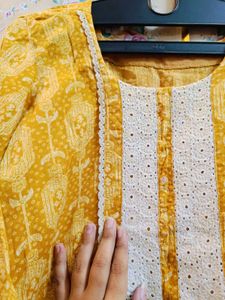 🇳🇿💫🎀Elegant Yellow Printed cotton Kurta Set