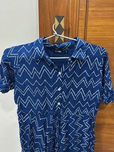 Stylish Blue Zigzag Print Kurta