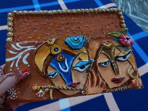 Handmade Radha Krishna Painting With Clay