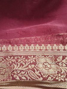 Maroon chiffon silk Saree with Gold Border