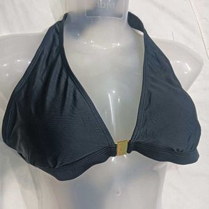 Black Halter 🪔Bikini Top with Gold Detail