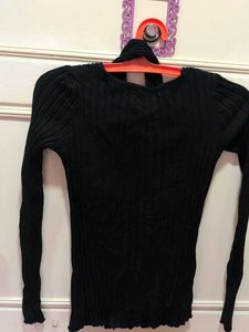 Black Cable Knit Halter Neck Top