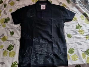 Men's Black Graphic Polo T-Shirt