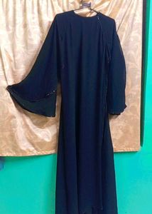 Elegant Black Abaya with Embellished Sleeves