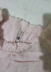 Pink Off-Shoulder Textured Top