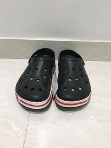 Black Crocs with Red &amp; White Trim