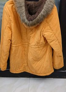 Women's Yellow Fur Lined Jacket - XL - New