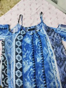 Blue Print Cold Shoulder Top