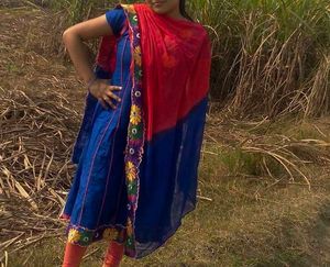 Floral Embroidered Kurta Medium Size With Dupatta