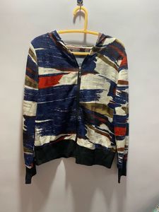 Abstract Print Zip-Up Hoodie