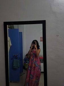 Boho Pink Floral Print Maxi Dress