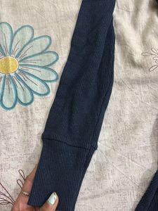 Navy Blue Turtleneck Knit Dress