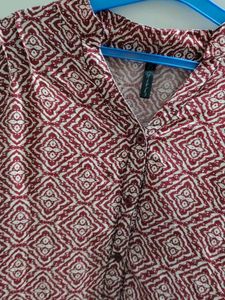 Maroon Geometric Print Shirt top