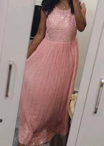 Pink Sequin Embellished Gown